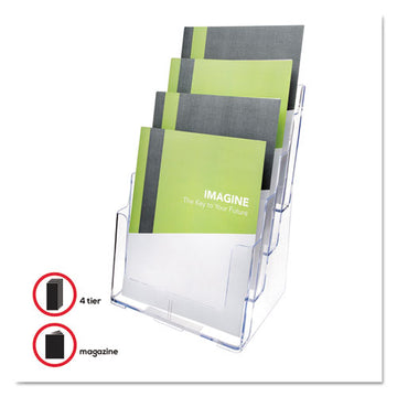 deflecto® 4-compartment Docuholder, Magazine Size, 9.38w X 7d X 13.63h, Clear freeshipping - TVN Wholesale